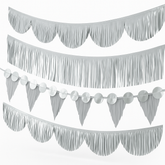 Silver Fringe Banner Kit - Metallic Party Backdrop Decoration